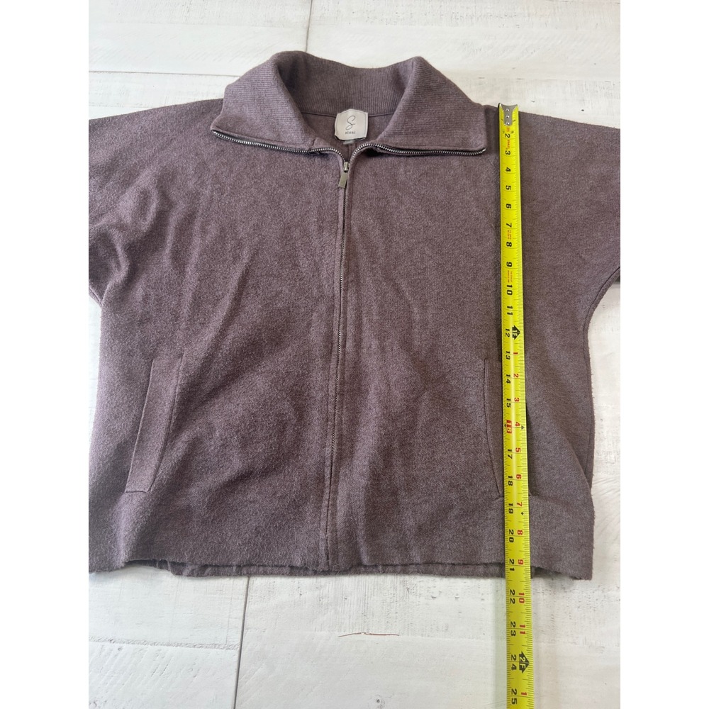 Sioni Anthropologie Women's Large Brown Zip Up Sweater Jacket Cardigan - Picture 6 of 7